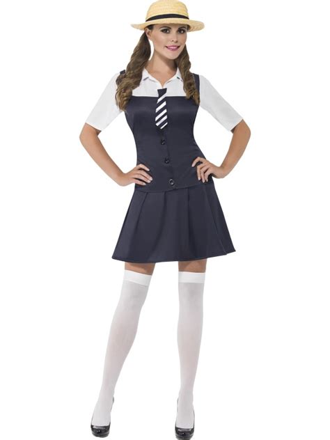 Adult School Girl Costume Outfit Fancy Dress Sexy Navy Uniform Ladies