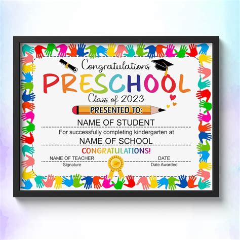 Editable Preschool Certificate Preschool Diploma Printable Etsy