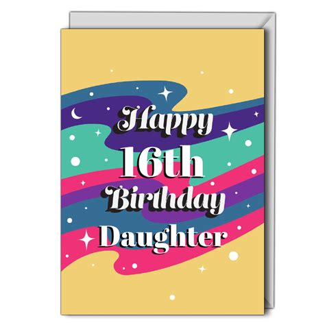 Personalised Cards And Ts Online 16th Birthday Card Daughter Waves Stars