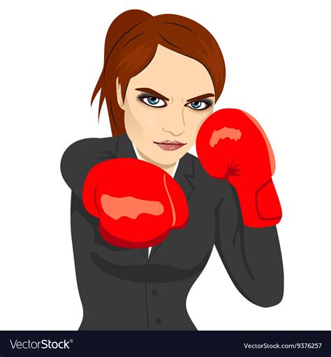 Angry Business Woman Boxing Punching Royalty Free Vector