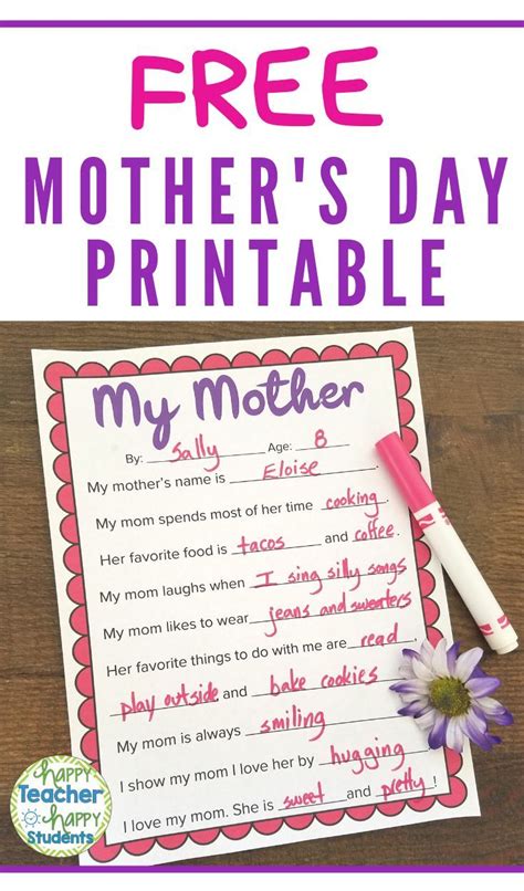 Free Mothers Day Writing Activity Students Write In This