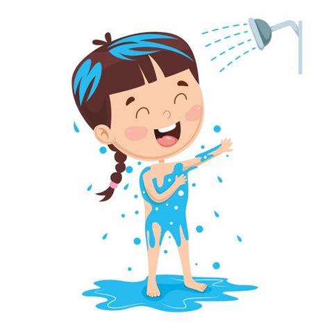 Ilustración De Niño Bañándose Vector Premium Rotinas Diárias De