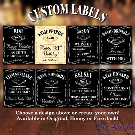 Custom Jack Daniels Bottle Labels For Any By Deeluciadesignprint