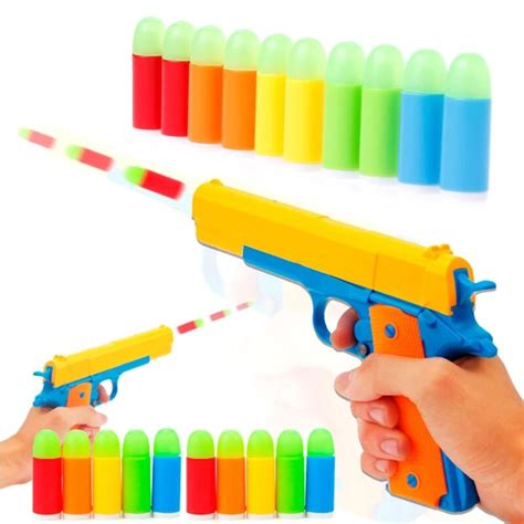 10pcs Colorful Luminous Bullets Mini Soft Bullet Toy Gun For Birthday