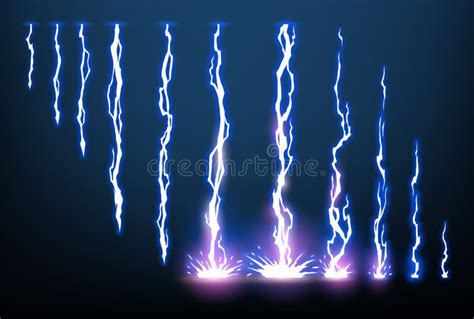 Lightning Animation Set With Sparks Electricity Thunderbolt Danger