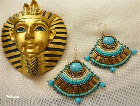 Egyptian Earrings Blue Beaded Earrings Handmade Jewelery Bead Jewellery