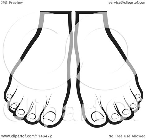 Clipart Of A Pair Of Outlined Feet Royalty Free Vector Illustration