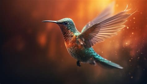 Premium Ai Image Hummingbird Flying Feathered Beauty In Nature