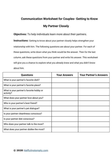 Communication Worksheets For Couples 7 Couples Therapy Worksheets