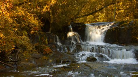 Download Wallpaper 3840x2160 Waterfall Cascade Stones Trees Autumn