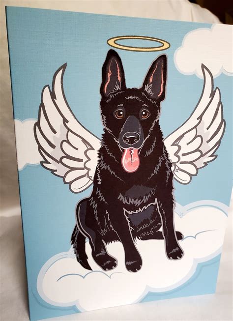 Angel German Shepherd Greeting Card Black Fur Etsy