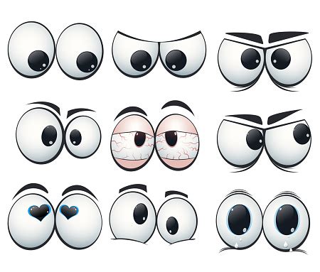 Cartoon faces with different expressions. Cartoon Expression Eyes With Different Views Stock ...