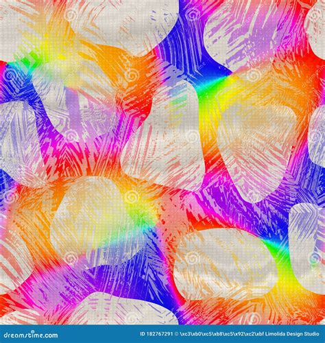 Seamless Vibrant Rainbow Painted Texture Bold Primary Color Artistic 466