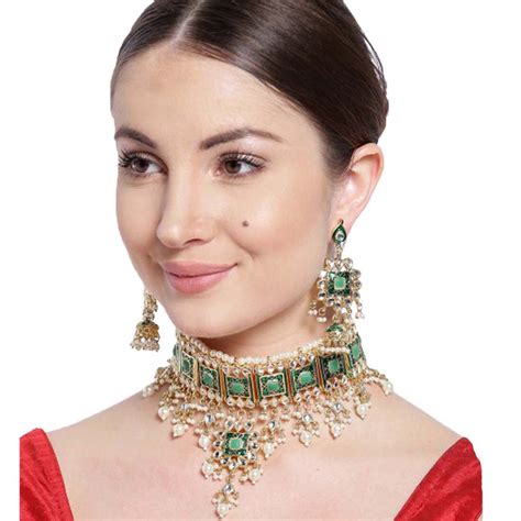 Indian Bridal Kundan Choker Necklace Jewellery Earrings Tikka Etsy