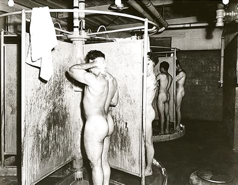 Vintage Nude Men Shower