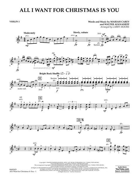 Mariah Carey All I Want For Christmas Is You Arr Larry Moore Violin Sheet Music Notes