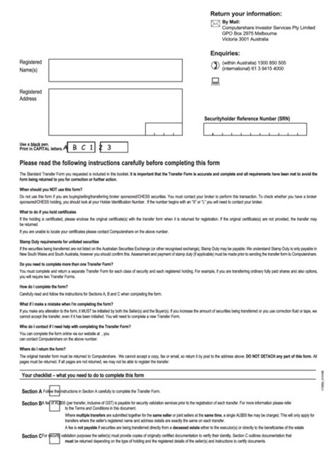 Computershare Printable Transfer Forms Printable Forms Free Online