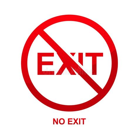 No Exit Sign Isolated On White Background Stock Vector Illustration