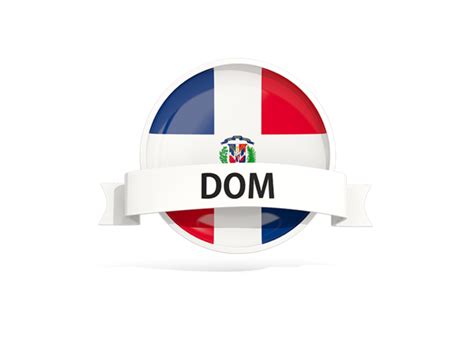 Round Flag With Banner Illustration Of Flag Of Dominican Republic