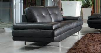 Contemporary Black Leather Sofa Set With Chrome Inserts Albuquerque New