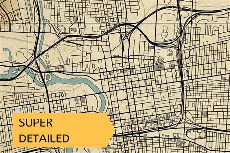 Vintage Style Map Columbus Ohio Instant Download City Map Etsy
