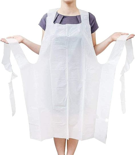 Ezgoodz Disposable Pe Aprons 28 X 46 Pack Of 100 White Polyethylene Aprons 2 Mil Poly