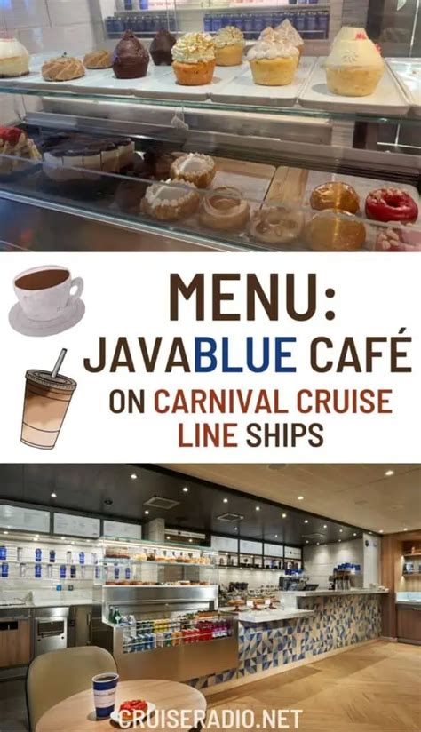 Menu Javablue Caf On Carnival Cruise Line