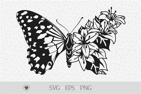 Butterfly svg, lily butterfly svg, flower butterfly svg By Pretty