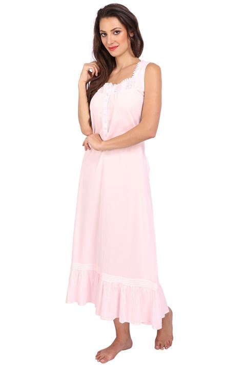Womens Sleeveless Victorian Style Nightgown Sleepwear Cotton Long Nightdress Ebay