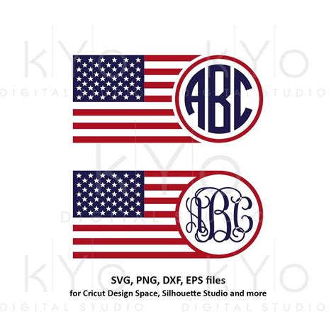 Us American Flag Monogram Frame Svg Png Dxf Files American Flag
