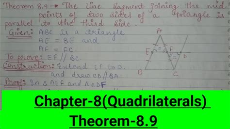 Mathsclass 9chapter 8quadrilateralstheorem 89 Youtube