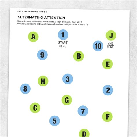 Visual Alternating Attention Task Adult And Pediatric Printable