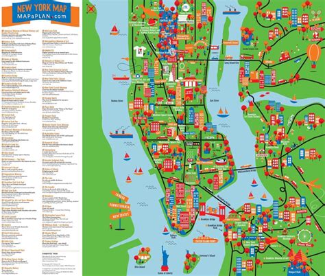 New York Sightseeing Map Sightseeing Map Of Nyc New York Usa