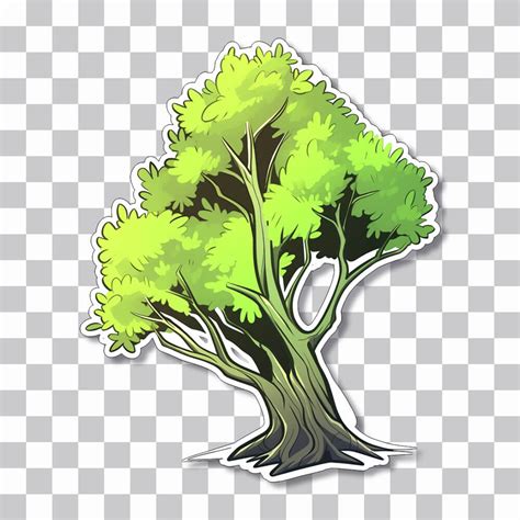 Aesthetic Green Tree Cartoon Sticker Free Tree Png Sticker