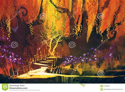 Abstract Colorful Landscapefantasy Forest Stock
