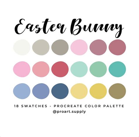 Easter Bunny Procreate Color Palette Hex Codes Gray Pink Etsy