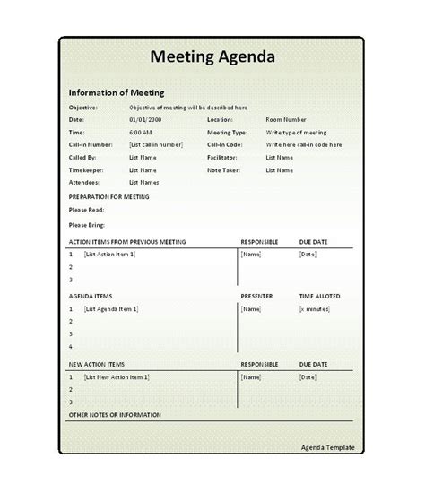 Meeting Agenda Template 07 Meeting Agenda Template Meeting Agenda