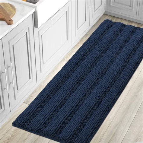 Bath Rugs For Bathroom Washable Non Slip Extra Thick Chenille Striped