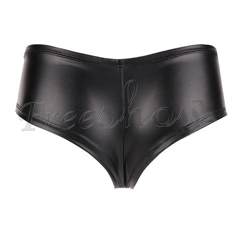 Mens Lingerie Wetlook Patent Leather Bikini Briefs Jockstrap Underwear