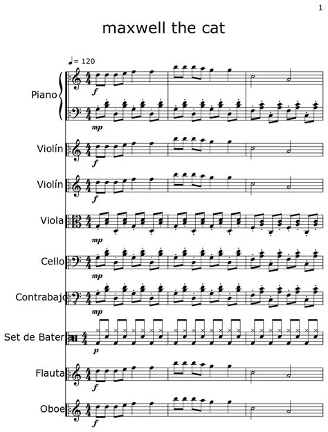 Maxwell The Cat Sheet Music For Piano Violin Viola Cello