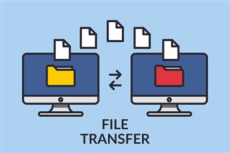 File Transfer Two Computers With Folders On The Screen And Documents