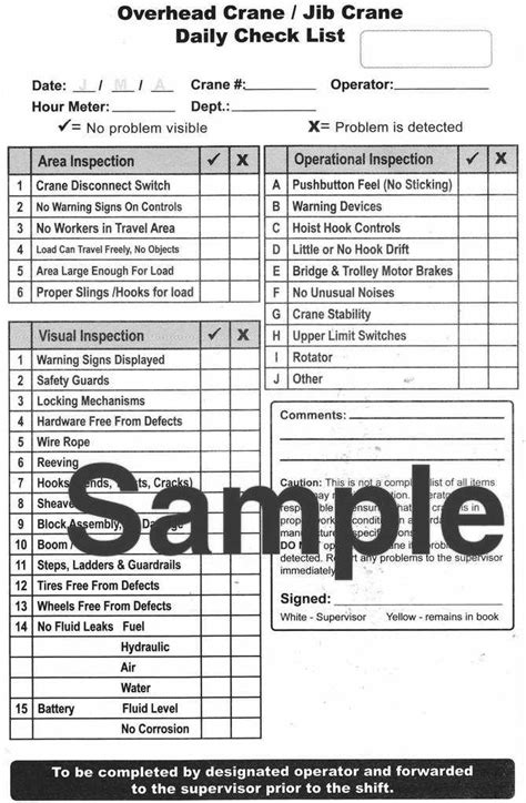 Crane Safety Inspection Checklist K Lh