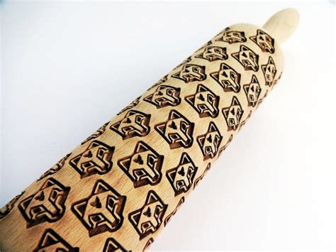 Embossing Rolling Pin Fox Engraved Dough Roller For Embossed Etsy