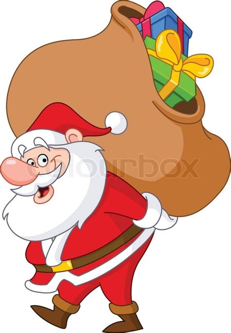 Santa Claus Carrying A Big Ts Sack Stock Vector Colourbox