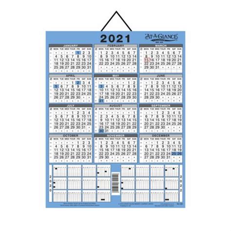 At A Glance 3 Year Wall Calendar 2021