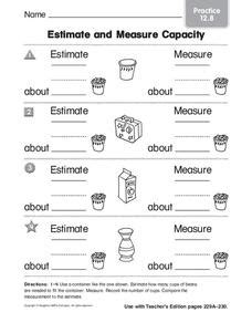 estimate and measure capacity worksheet for 2nd grade lesson planet