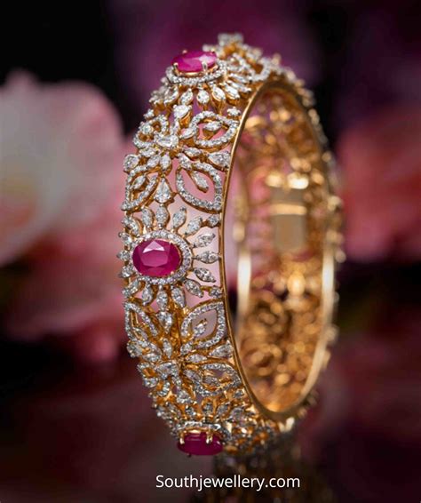 Diamond And Ruby Broad Bangle Indian Jewellery Designs