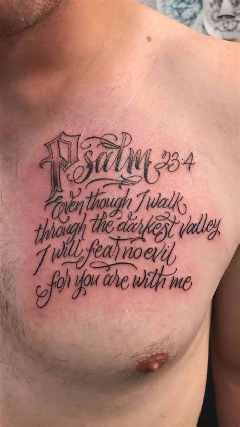 Psalm 23 4 Tattoo Chest Piece Tattoos Sin Tattoo Tattoo Quotes