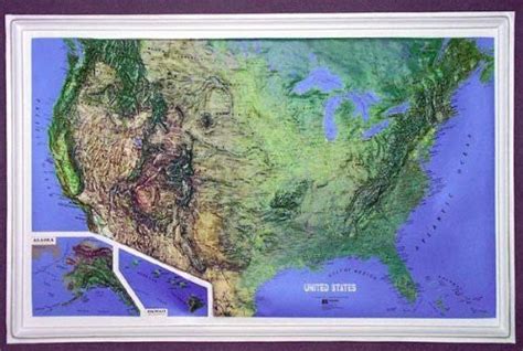 Us Ncr Series Raised Relief Map Unframed Small Wide World Maps