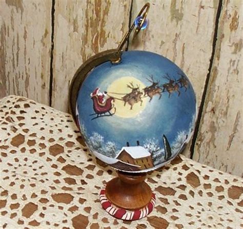 Reservedsanta Sleigh Globe Christmas Ornament Hand Painted Etsy